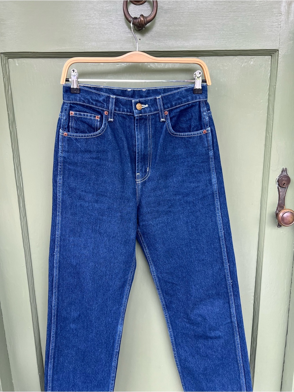 B SIDES Women's High Waisted Jeans in Dark Blue Denim